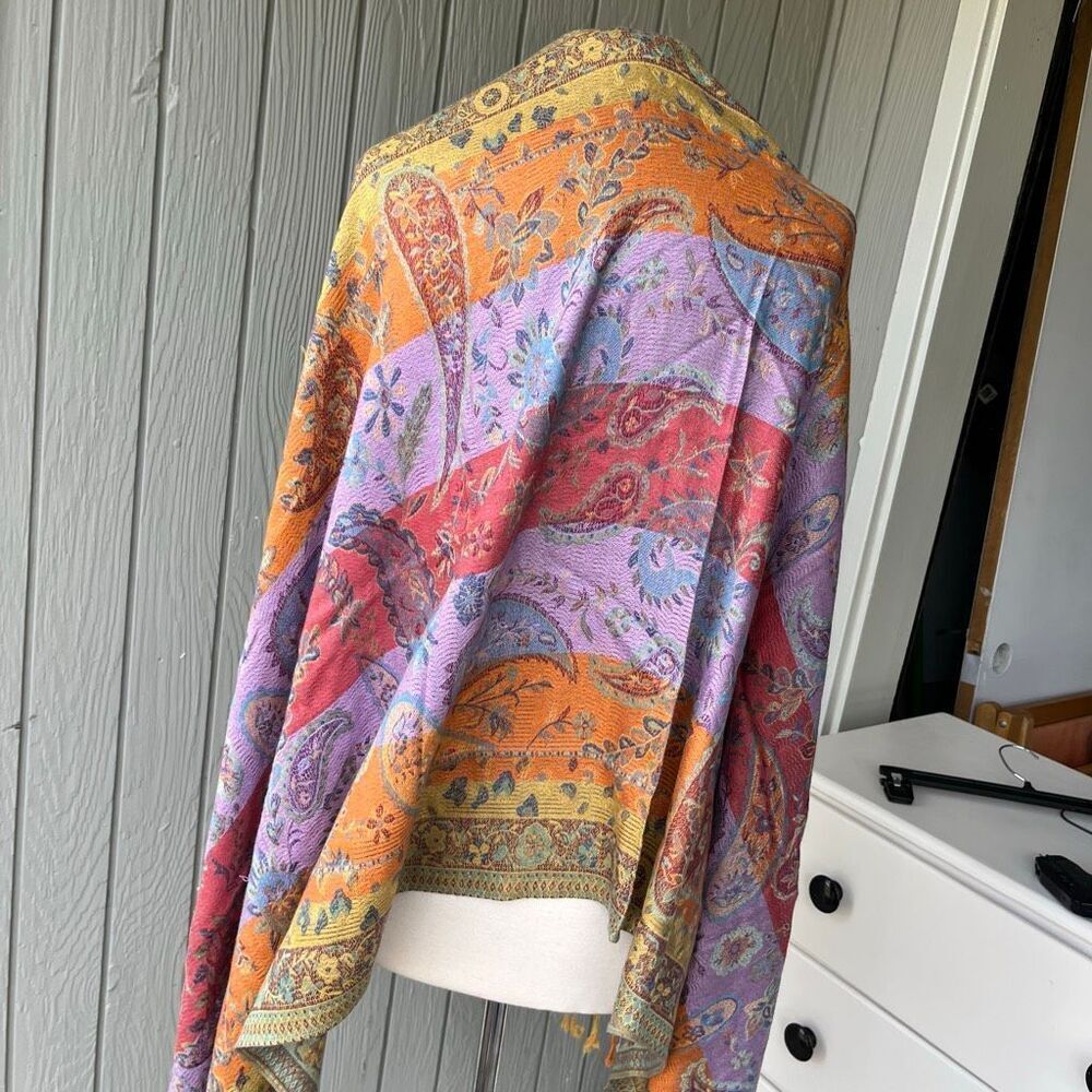 Pretty Persuasions Paisley Fringe Scarf Wrap Shawl 100% Viscose Boho Festival